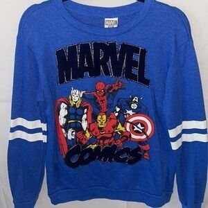 Marvel Comics Puff Letter Kids Medium Crew Neck Pullover Thin Sweatshirt Shacket